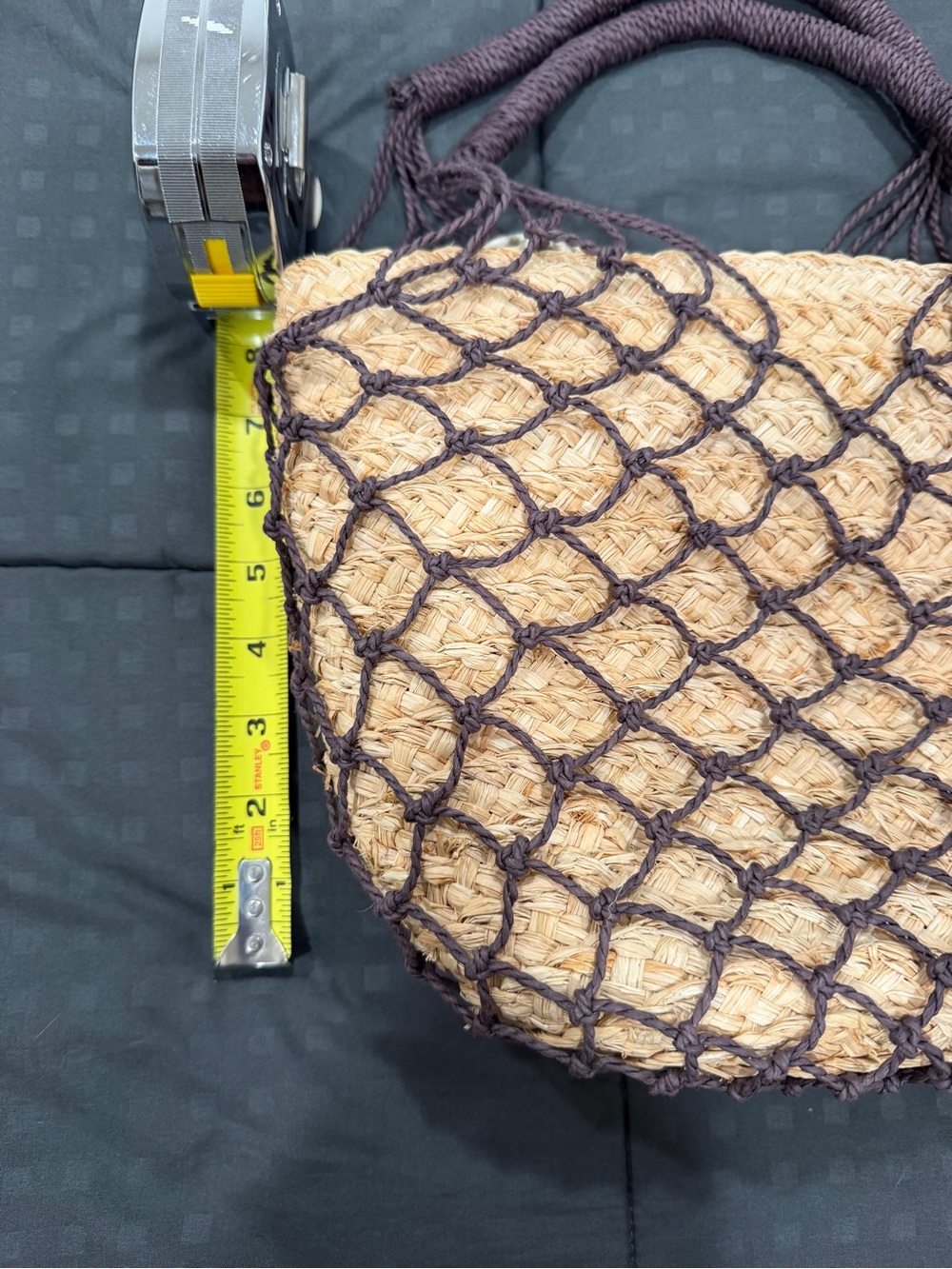 J. Crew Tan Straw Tote with Dark Brown Macramé Overlay - Picture 11 of 12